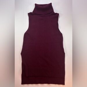 WHBM Maroon Turtleneck Sleeveless Women’s Tunic Sweater Size XS